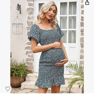 Dark green floral maternity